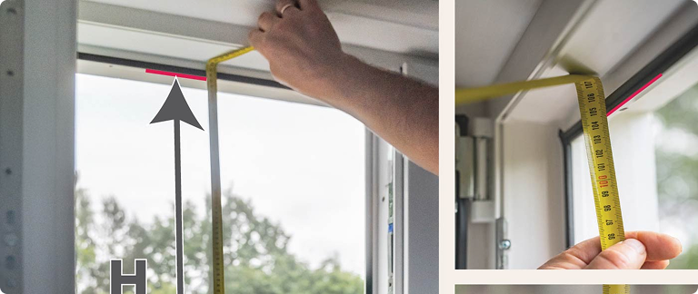 2. Mål vinduesåbningens højde (H) som vist