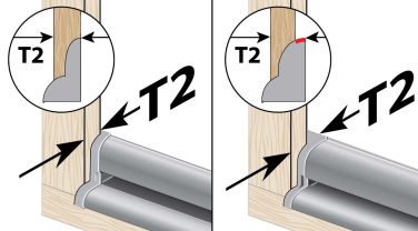 2. Measure frame thickness at the bottom corner (T2)