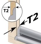Window frame thickness at the corner T2